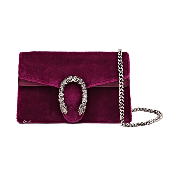 Gucci Handbags - Gucci Dionysus Super Mini Fuschia Velvet Bag